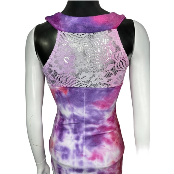 Mystiq Tie Dye Lace Inlay Fitted Sleeveless Dress - Picture 6 of 6